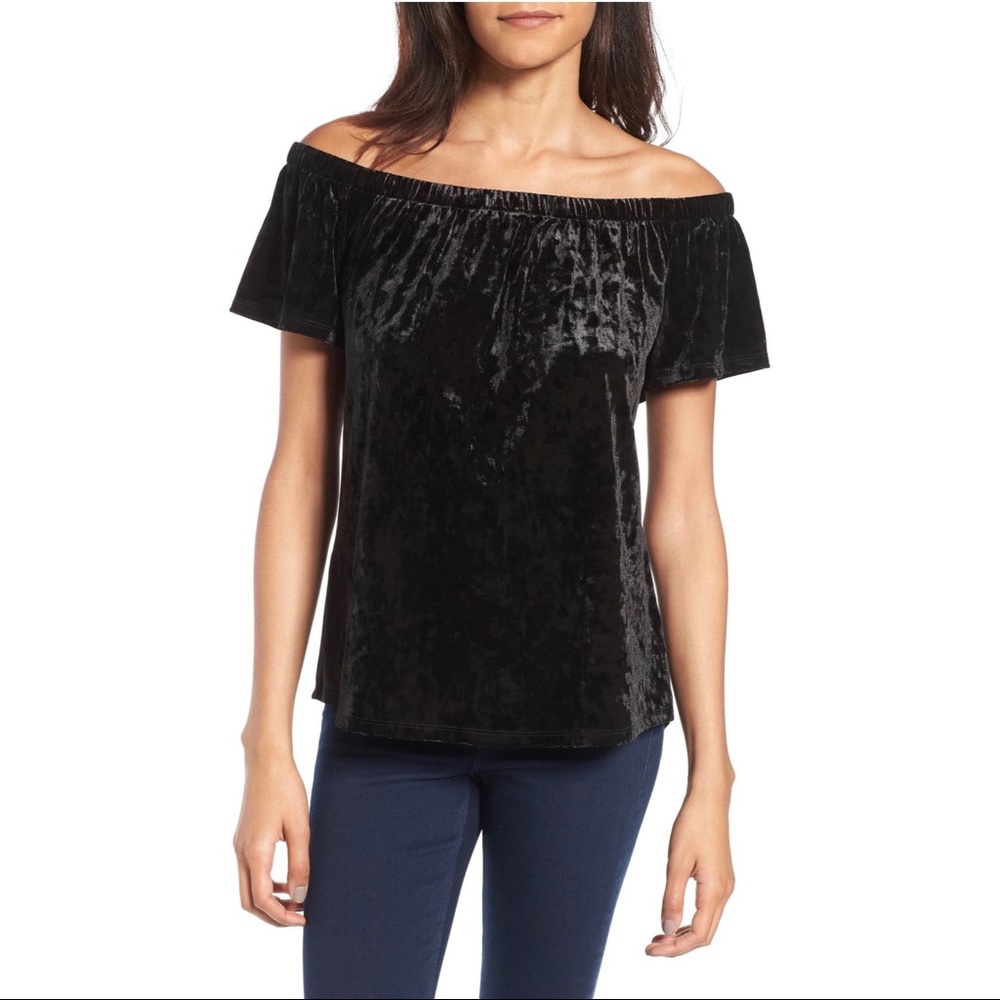 Socialite Velvet Off Shoulder Top